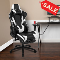 Flash Furniture CH-187230-BK-GG X30 Gaming Chair Racing Office Ergonomic Computer Chair with Fully Reclining Back and Slide-Out Footrest in Black LeatherSoft